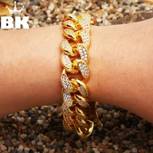 20 мм полный Iced Out CZ мужской кубинский браслет-цепочка в стиле хип-хоп микро проложили кубическим цирконием Рэппер позолоченный посеребренный роскошный