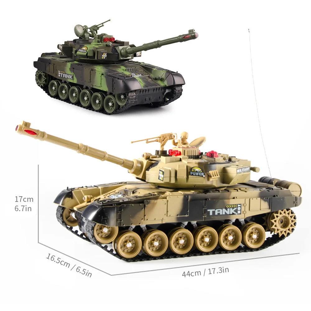 44cm RC Tank 24Mhz Charge RC Battle Tank Cannon & Emmagee Remote Control ConfrontationTank Model Rremote Toys for Boys Gift Kids