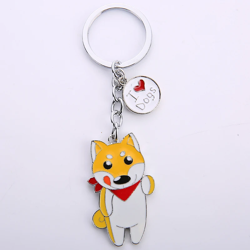 

Shiba Inu dog pendant key chains for women men girls silver color metal alloy pet dog bag charm car keychain key ring holder