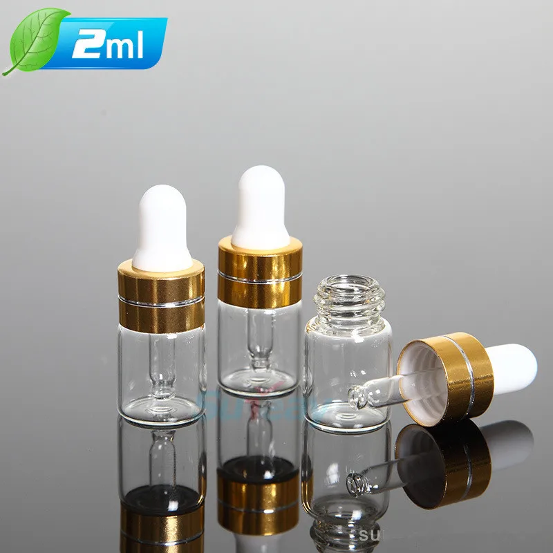 200 X 2ml Empty Clear Glass Essential Oils Dropper Bottles Mini Serum 