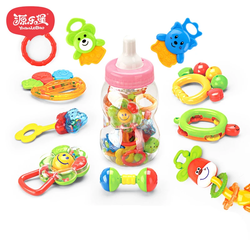 10pcs Newborn baby toy rattles bells big bottle baby teeth bite bell