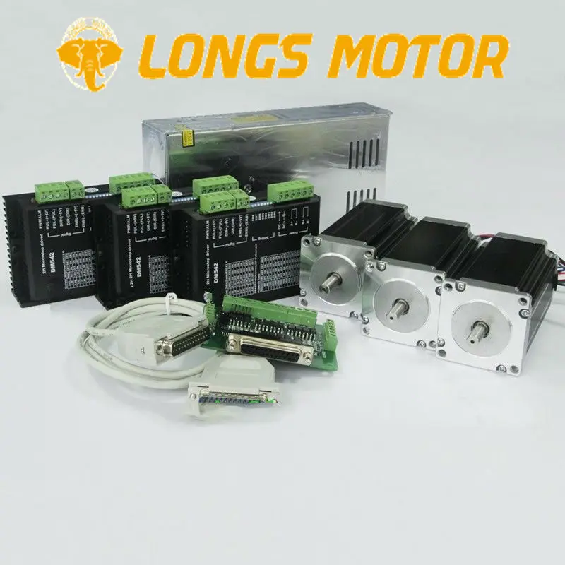 

3Axis Nema 23 Stepper Motor 23HS9430B Dual shaft 3.0A 425oz-in 112MM Driver DM542A CNC Mill Control LONGS MOTOR