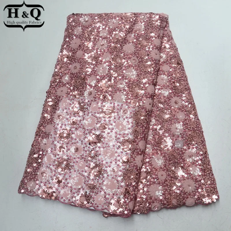 

African Organza Lace Fabric 5 Yards/Piece Nigerian Lace High Quality Fashion French Double Color Sequins Lace Fabric For Dress