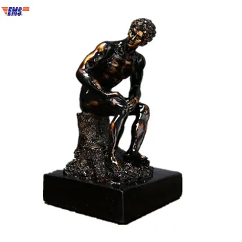 

American Retro Resin Michelangelo Buonarroti David Thinker Sculpture Craftwork Creative Desktop Decoration Office X965