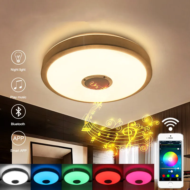 

48W 300CM Bluetooth music ceiling light smart wireless switch colorful light effect even mobile phone control 110V 220V