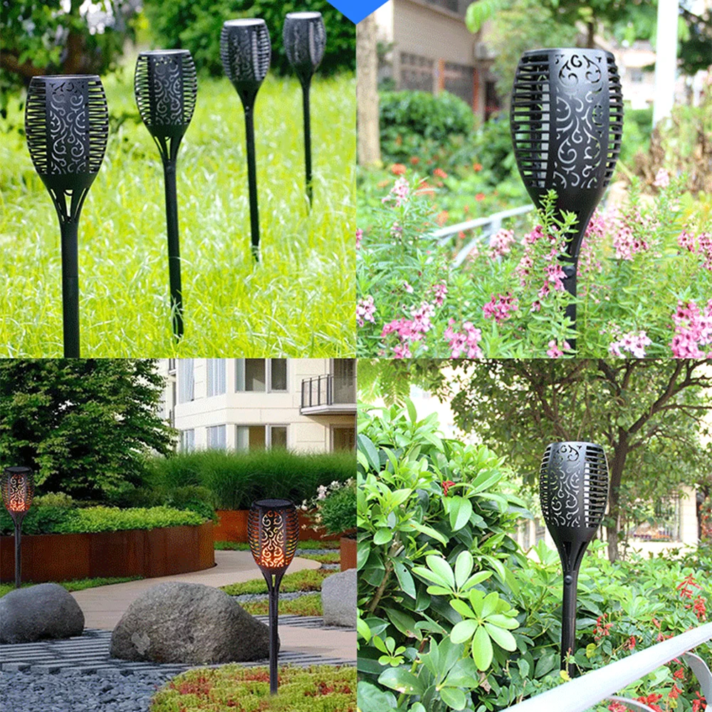 Conduzida da Tocha Solar para Rua Decoração do Jardim Solar ao ar Livre da Lâmpada da Lanterna Iluminação Exterior Lâmpada Impermeável Luzes Gramado Luz 9 Luz CONDUZIDA Da Tocha Solar para Rua