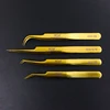 High Precision Eyelash Tweezer Golden Stainless Steel Vetus Tweezer Non-magnetic Volume Eyelashes Extension Makeup Tools 2