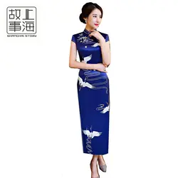Шанхай история китайское традиционное платье из искусственного шелка Cheongsam короткий рукав Qipao Восточный стилизованный платья Для женщин
