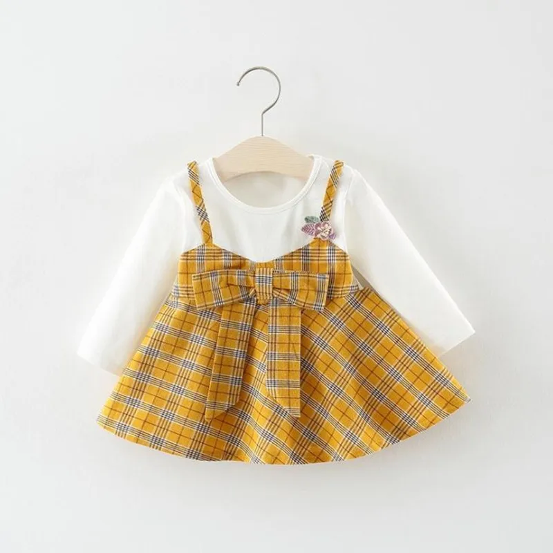 Платье для новорожденных девочек; летние хлопковые вечерние платья для маленьких девочек; платье для новорожденных - Цвет: Yellow