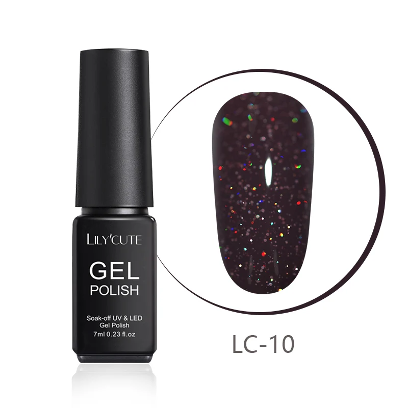 LILYCUTE 7ml Nude Glitter Gel Nail Polish Shimmer Pink Purple Soak Off UV LED Gel Polish Varnish Nail Art Lacquer - Цвет: LC-10