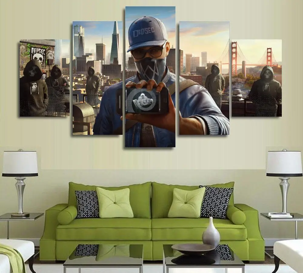 unframed canvas painting wall art game watch dogs 2 marcus canvas poster print room decoration 5 pieces in painting calligraphy from home garden on - Painting Games 2 unframed canvas painting wall art game watch dogs 2 marcus canvas poster print room decoration 5 pieces in painting calligraphy from home garden on - Painting Games 2