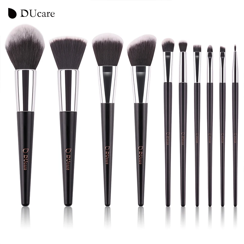 DUcare кисти для макияжа, 10 шт., высокое качество, набор кистей, профессиональный бренд, кисти для макияжа с черной сумкой, красивые эфирные кисти