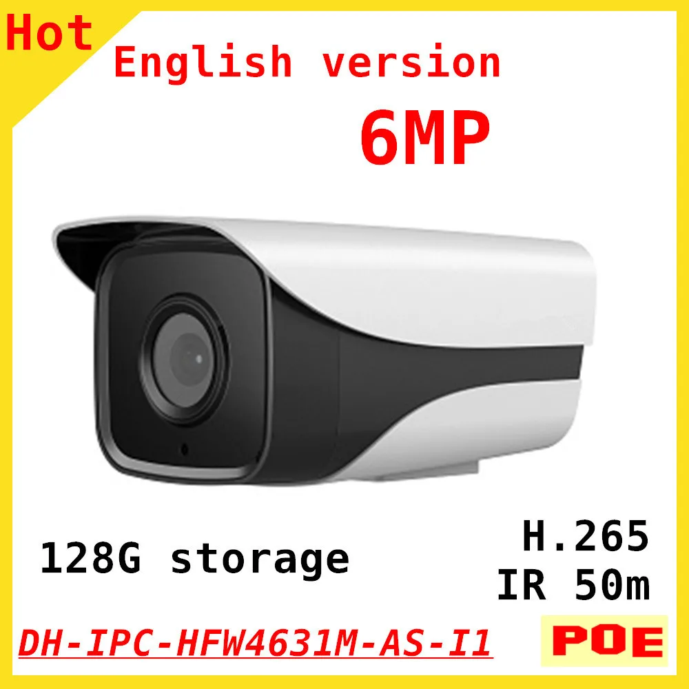 

Original DH English 6MP IP camera IPC-HFW4631M-AS-I1 Bullet Camera IR Waterproof Support POE Audio and SD card