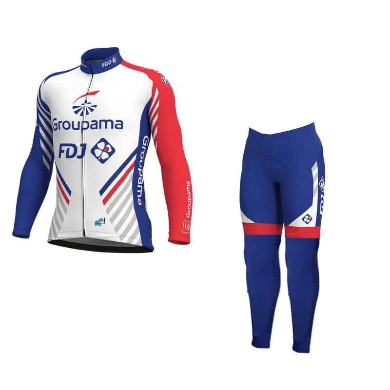 

winter fleece 2019 pro team groupama fdj cycling jersey kits warmer Ropa Ciclismo quick-dry MTB bike clothing GEL pad sets