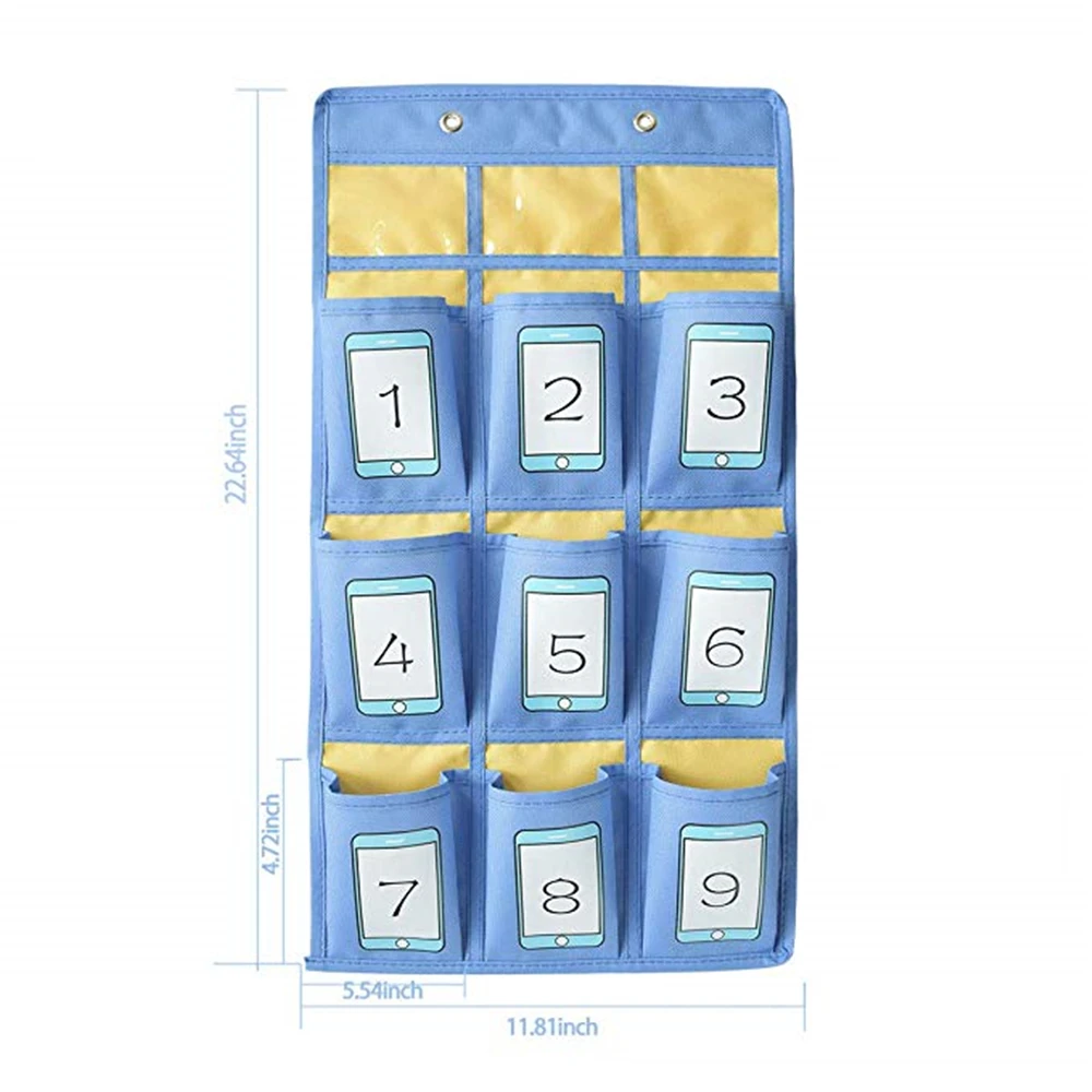 Висячая классная карманная Таблица для сотового телефона, калькулятор для хранения/Настенные прозрачные карманные Держатели и органайзеры 9 карманов(серый