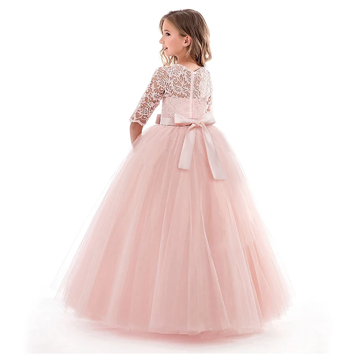 Новое кружевное платье принцессы; детское платье с цветочной вышивкой для девочек; винтажные Детские платья для свадебной вечеринки; торжественное бальное платье