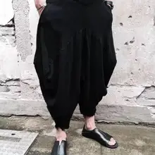 XS-4XL Горячая весна/осень мужские новые модные свободные льняные фонарики 8 брюки падение случайные шерстяные боковые halon брюки