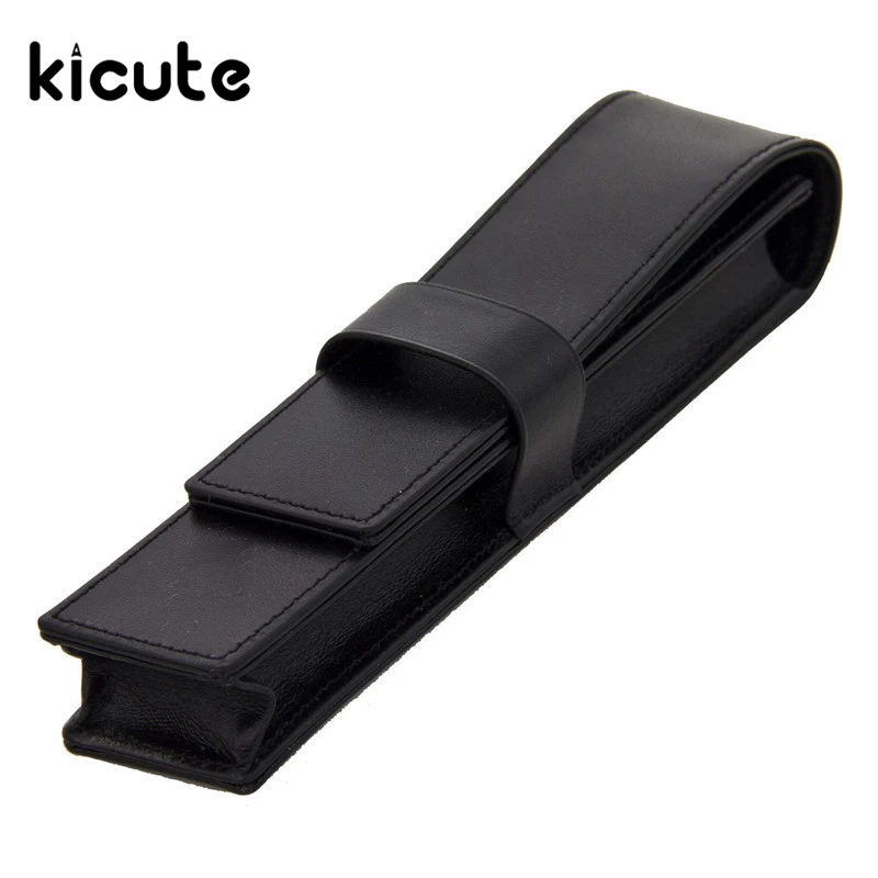 

Kicute 1pcs Fashion Style Black Pen or Roller Ball Fountain Pen Leather Case for Only One Pen Storage Bag Office School Supplies