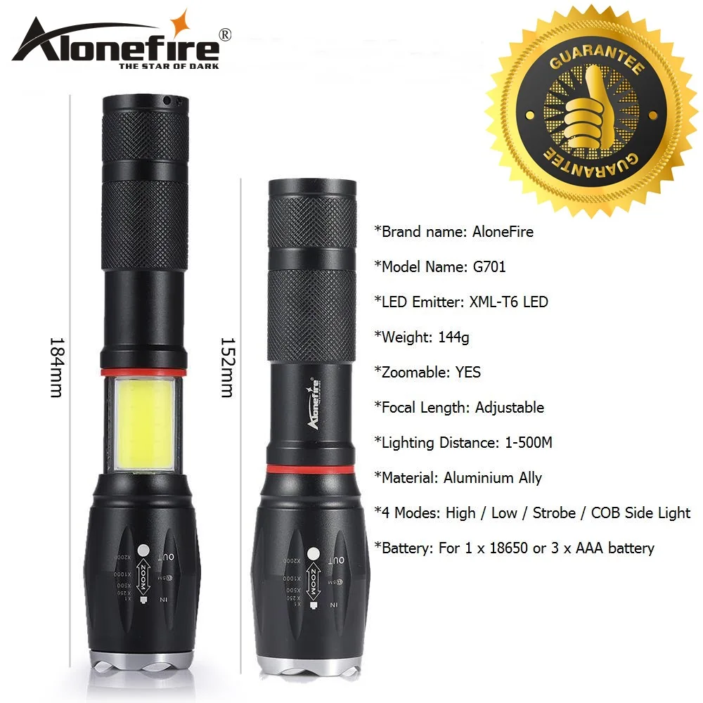 AloneFire G701 удара фонарик 5000lm CREE XML T6 led Алюминий Водонепроницаемый Увеличить тактический фонарь Магнит Работа фонарь 18650 аккумулятор