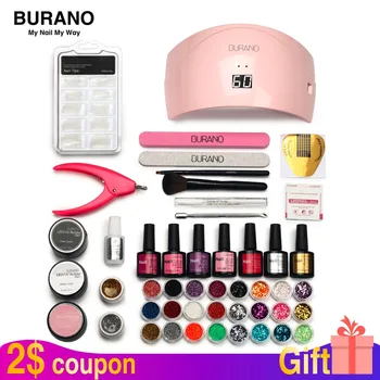 

BURANO nail set Nails 24w led lamp gel nail art polish gel manicure set uv gel polish nail tools set 066