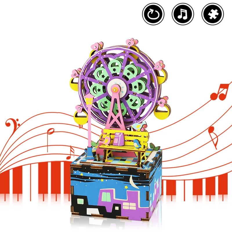 

Robotime Ferris Wheel DIY Music Box 3D Wooden Puzzle Assembly Model Building Kits Musical Toys for Children Birthday Gift AM402