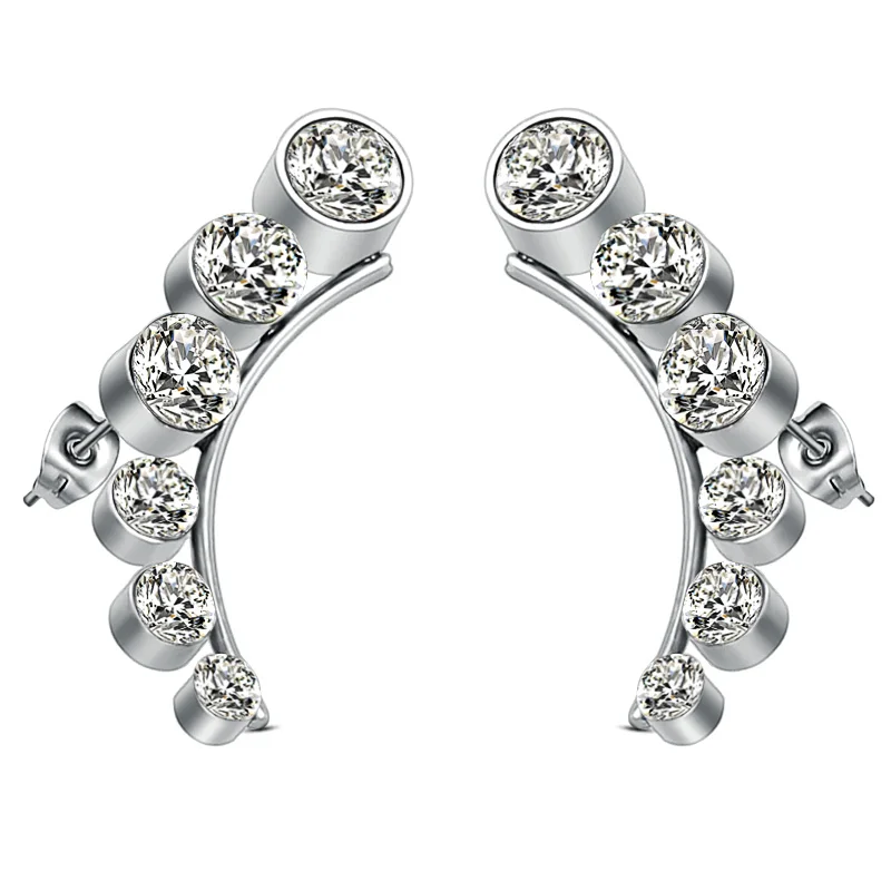 

Korean Style Crystal Wedding Earrings For Women Stainless Steel Stud Earrings Statement Fashion Jewelry 2019 Birthday Gift