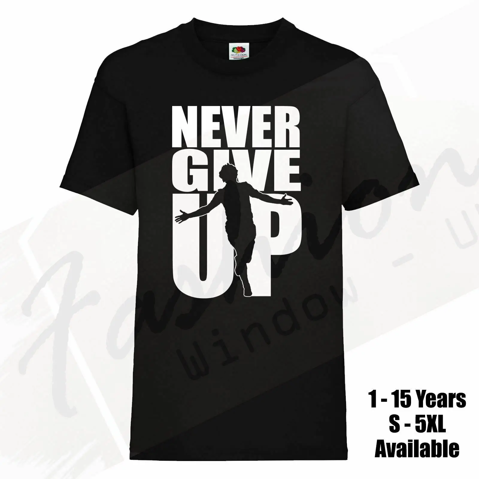 Футболка с надписью «Never Give Up» для взрослых и детей 2019 года; модная футболка унисекс для мужчин и женщин; Бесплатная доставка