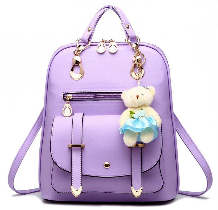 Кожаный рюкзак, женские рюкзаки, высокое качество, Pu, рюкзак, Mochila Feminina, кожаный рюкзак, женские школьные сумки - Цвет: Purple