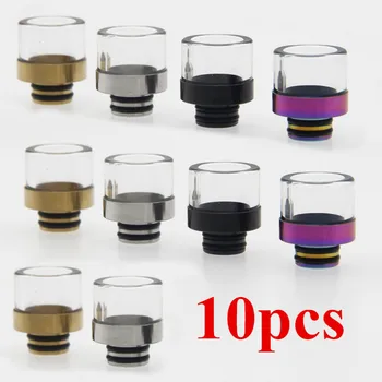 

510 Stainless Steel + Glass Drip Tip For E Cigarette Vape Tank RDA RTA RBA Atomizer DIY Vaporizer 10pcs/lot