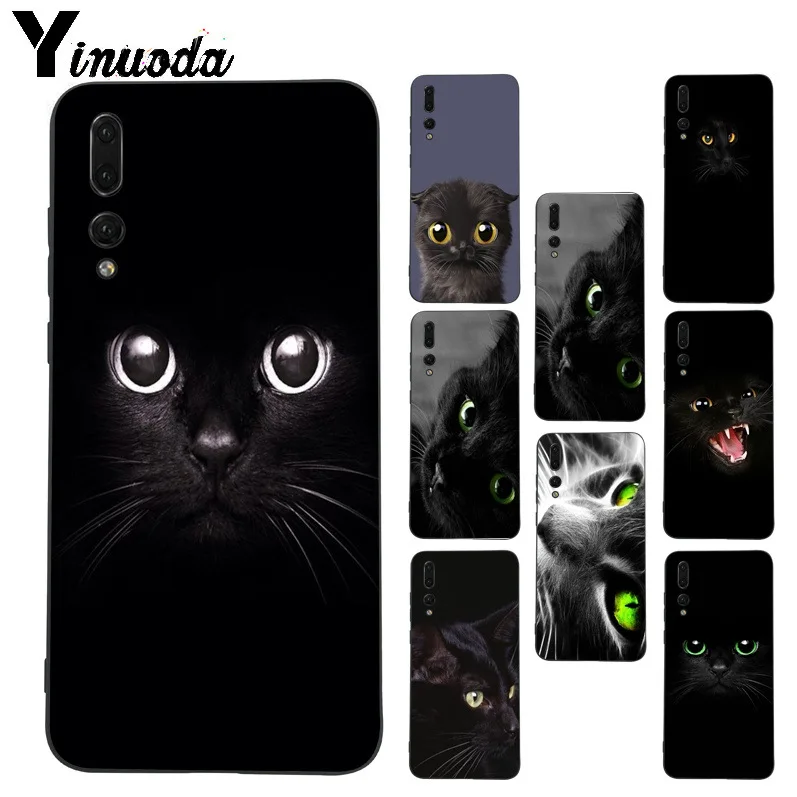 

Yinuoda Black Cat Staring Eye New silicone Phone accessories Case for Huawei P20 p20pro mate10 lite honor view 9 10case Cover