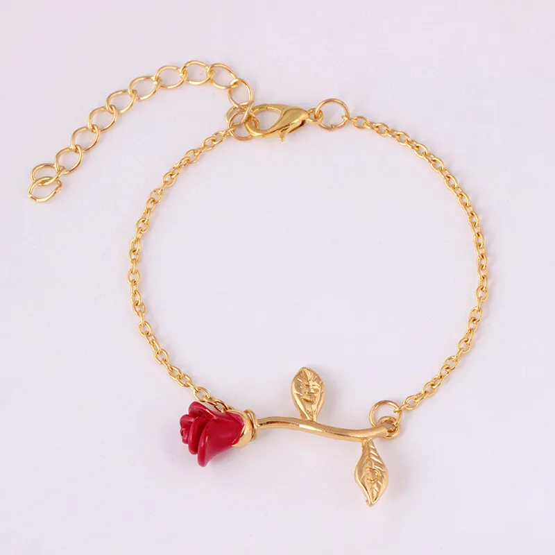 

Crazy Feng New Elegant Adjustable Red Rose Flower Bracelet For Women Charm Chain & Link Bracelets Wedding Jewelry Gift