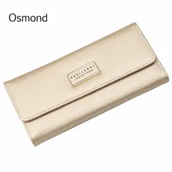 Осмонд золото Для женщин бумажник долго сцепления складной кошелек Элитный бренд большой Ёмкость кошельки женские PU кожаные кошельки