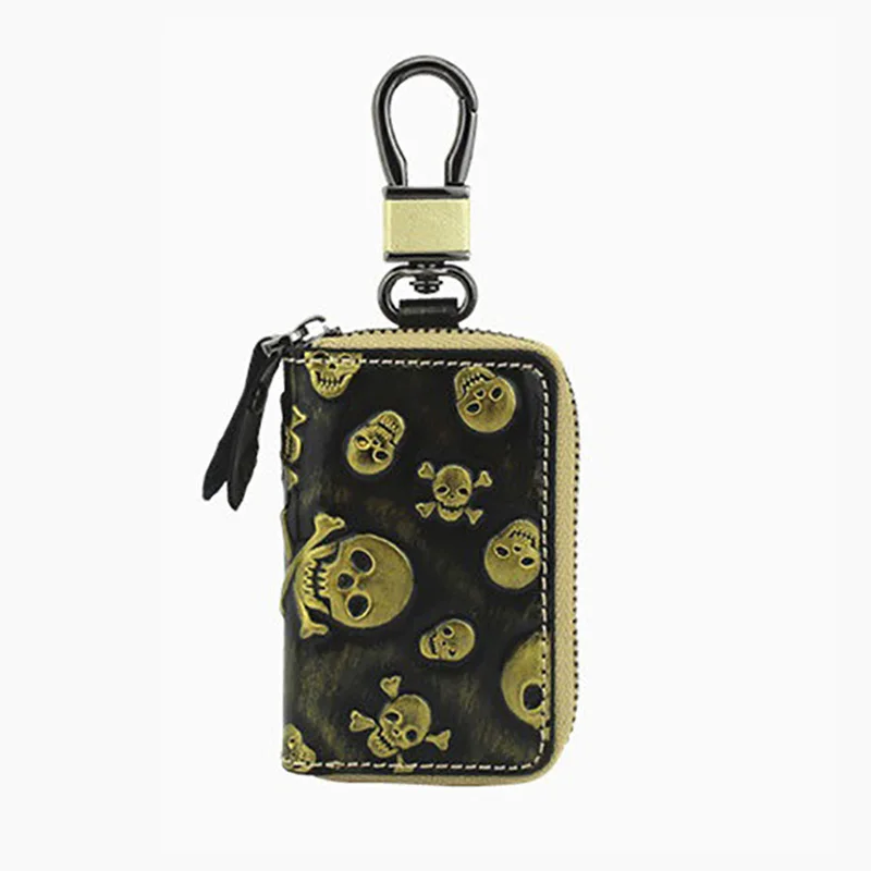 

7.8*5*2cm Genuine Leather Car Key Wallet Motor vehicle Key Bag Zipper Key Purse Unisex Fashion Mini Key Case