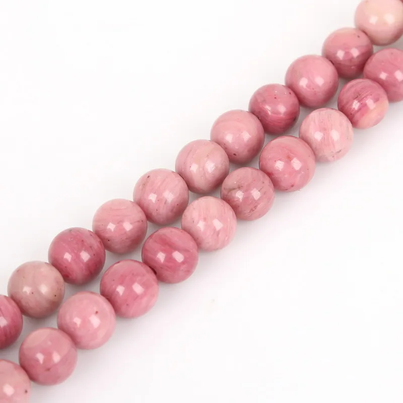 Родонит: 4-12 мм круглый натуральный Родохрозит камень бисер розовый бисер «сделай сам» для изготовления ювелирных изделий прядь 1"