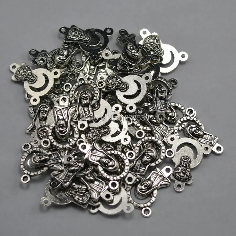 

Fashion Madonna three holes rosary center medal zinc alloy connector accessory