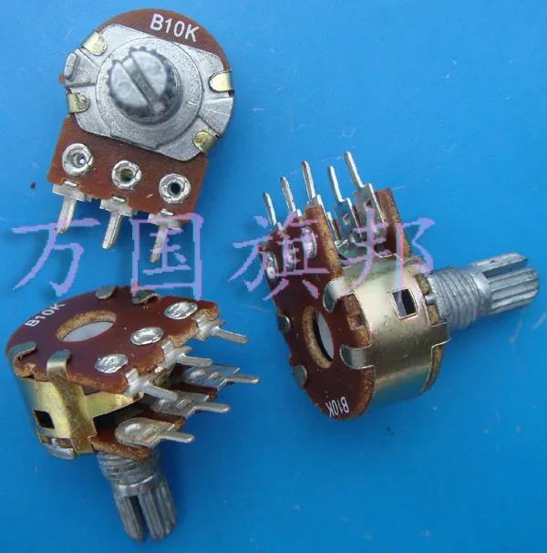 

Free Delivery. WH148 potentiometer B10K double six feet short shank