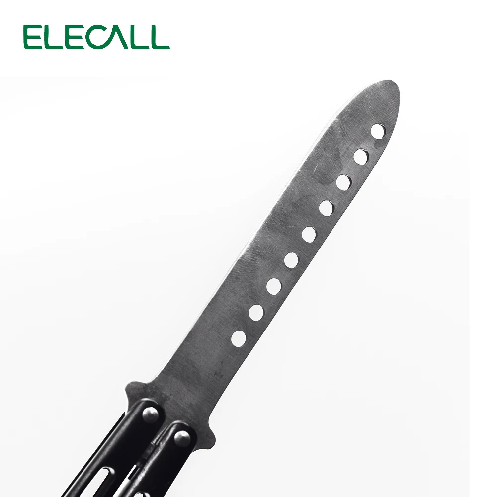 

ELECALL butterfly Knife butterfly trainer balisong butterfly knife training tool folding knife not sharp fade black color