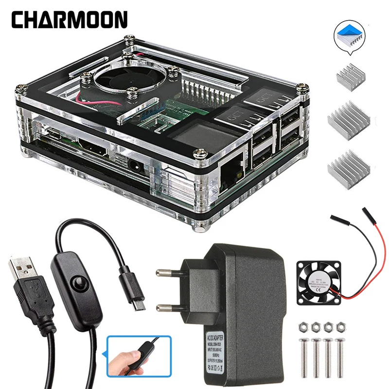 Чехол для Raspberry Pi 3B + 9 слойный акриловый чехол в коробке накладка 4 цвета