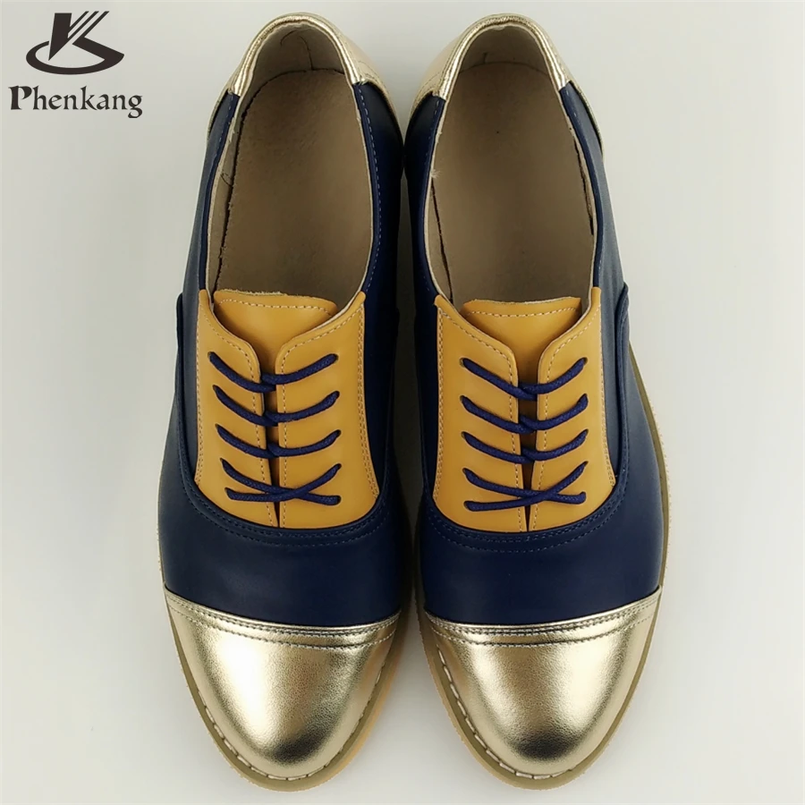 Genuine leather big woman US size 11 designer vintage flat shoes round