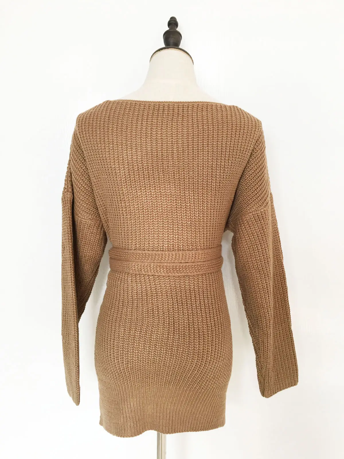 Hirigin женские свитера с завышенной талией топ Повседневный длинный рукав вязаный свободный свитер трикотаж для женщин Пояс Глубокий v-образный вырез верхняя одежда мода