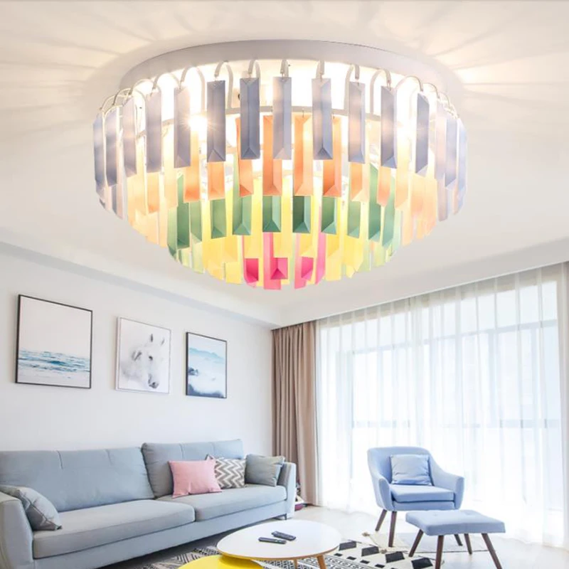 

Post-Modern Minimalist colorful LED crystal Ceiling Lights romantic home lighting fixture creative round crystal Ceiling Lamps