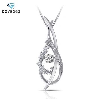 

DovEggs Solid 14K 585 White Gold Center 0.4ct 4.5mm F Color Moissanite Slide Pendant for Women Wedding with Moissanite Accents