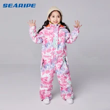 SEARIPE/лыжный костюм для девочек; Водонепроницаемая лыжная куртка для сноуборда; Теплая Лыжная куртка; детская одежда с капюшоном; цельная одежда для маленьких детей