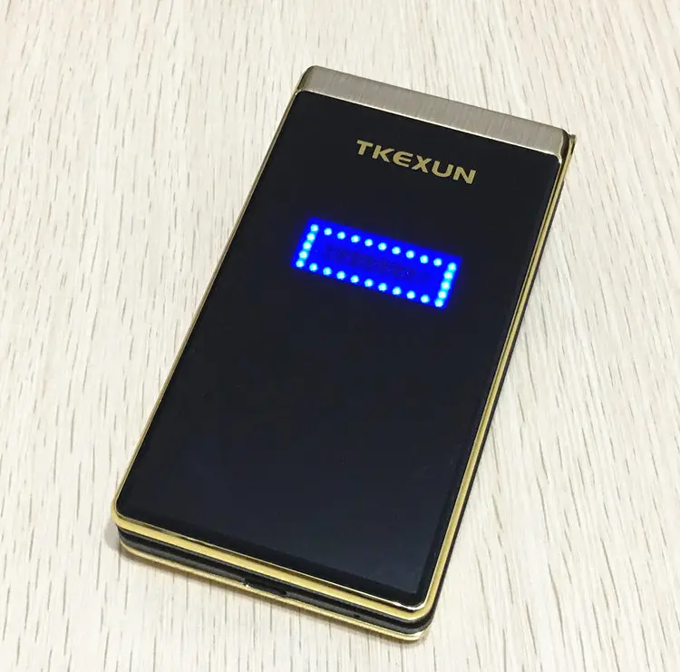 Original TKEXUN M2 Flip Metal Body Phone Dual Screen Big Battery Big Keyboard 3.0 Handwriting Screen Mobile Cellphone Clamshell - Цвет: gold