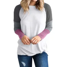 Women'S Sweatshirt Long Sleeve Tie Pullover Ladies Casual Tops Holiday Sweatshirt Patchwork Polyester Female T-shirts #Ger marled self tie pullover sweatshirt