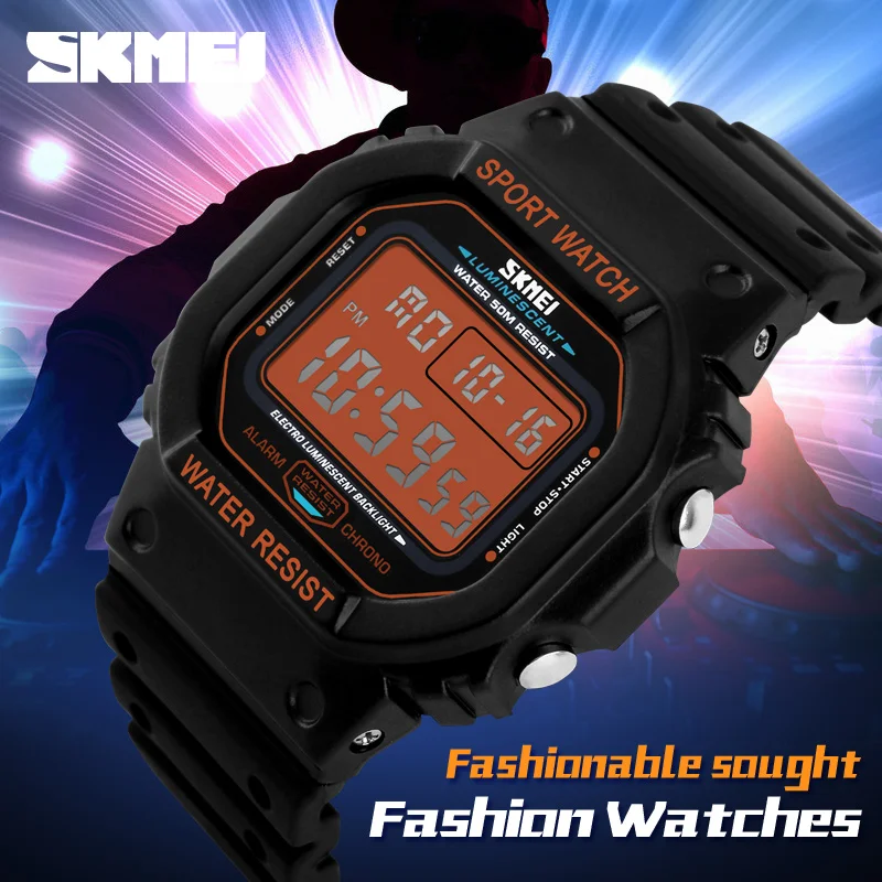 

skmei 1134B Brand Men Sport Watch Fashion LED Digital Outdoor Watches Swim 5ATM Military Running Army Waterproof Wristwatches