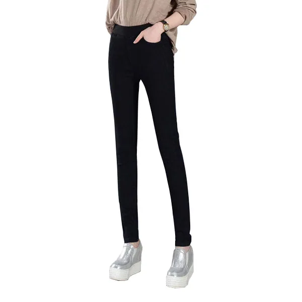 Женские джинсы, новые женские повседневные эластичные джинсы с резинкой на талии размера плюс 38, обтягивающие джинсовые длинные зауженные брюки, женские брюки - Цвет: Black Jeans
