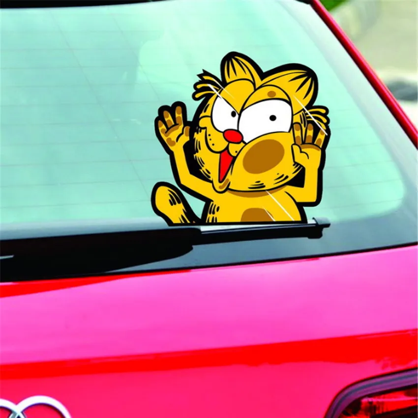 

New Universal 3D Funny Cute Garfield Cat Car Sticker Scratch Cover Auto Styling Door Mirror Window Body Cartoon Decal