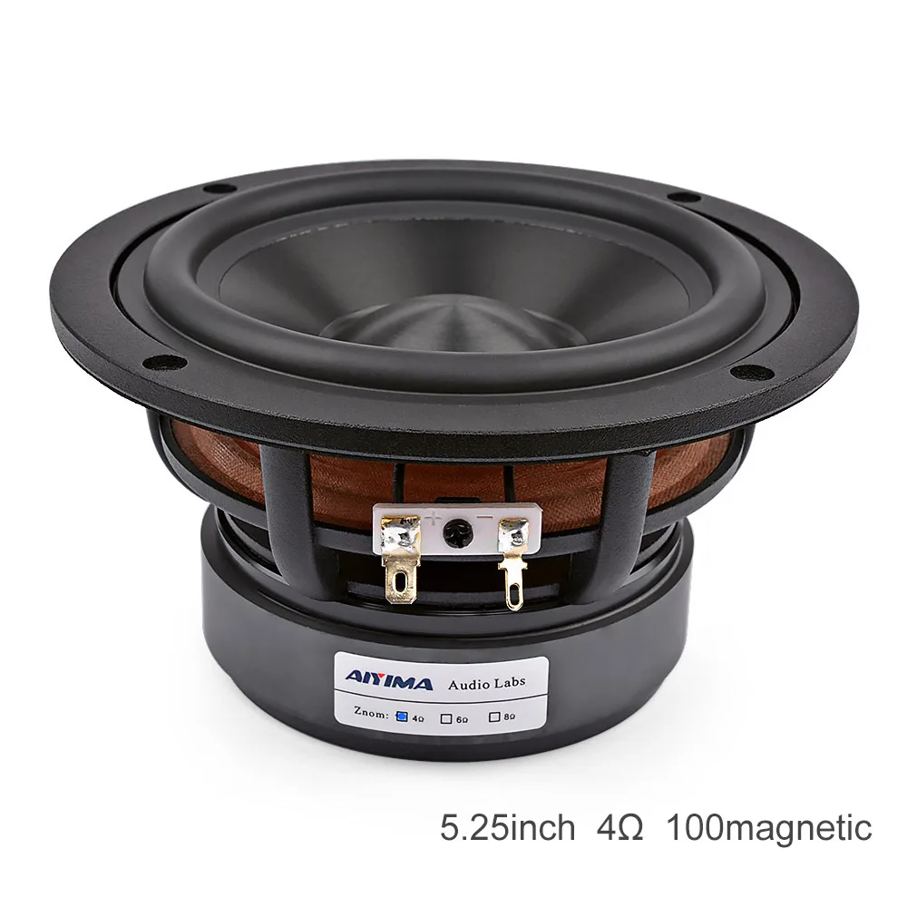 4 OHM Speaker AIYIMA 1 шт. 5,25 дюймовый звуковой динамик НЧ-динамик 4 Ом 8 Ом 60 Вт СЧ-динамик s Hifi Громкий динамик для книжной полки домашнего кинотеатра DIY - Цвет: 4 OHM Speaker