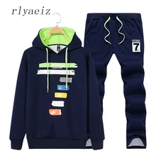 Rlyaeiz Лидер продаж повседневный комплект из двух предметов для мужчин осенний спортивный костюм толстовки с капюшоном+ штаны Мужская спортивная одежда с принтом плюс размер 4XL